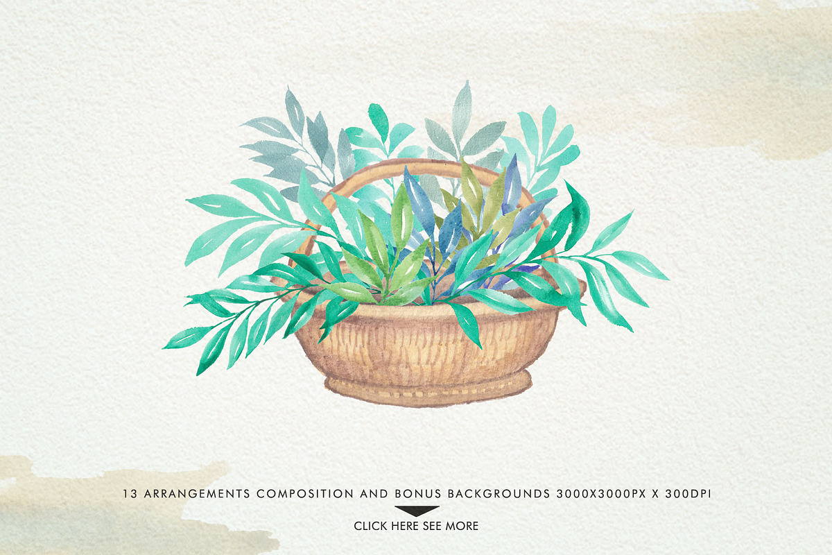 Watercolor Greenery, a Texture Illustration by Graphobia (Photo 7 of 9)