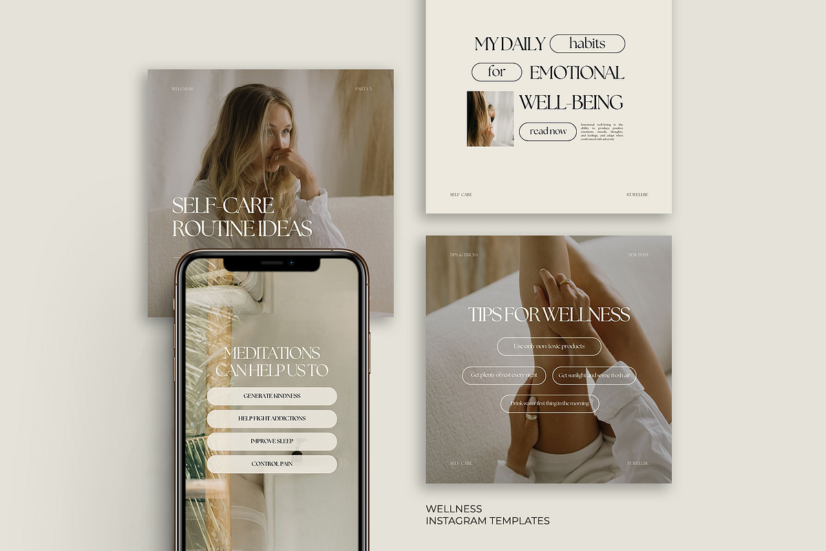 Wellness Instagram Templates Canva, a Social Media Template by Instprofi | Studio Estimo (Photo 1 of 6)