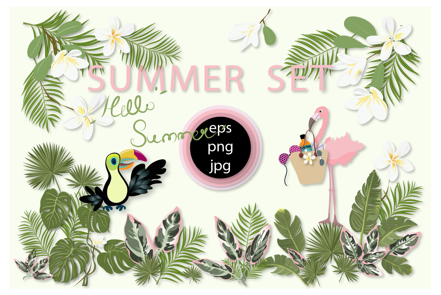 Tropical vector set, a Pattern Graphic by Tanya Shestel