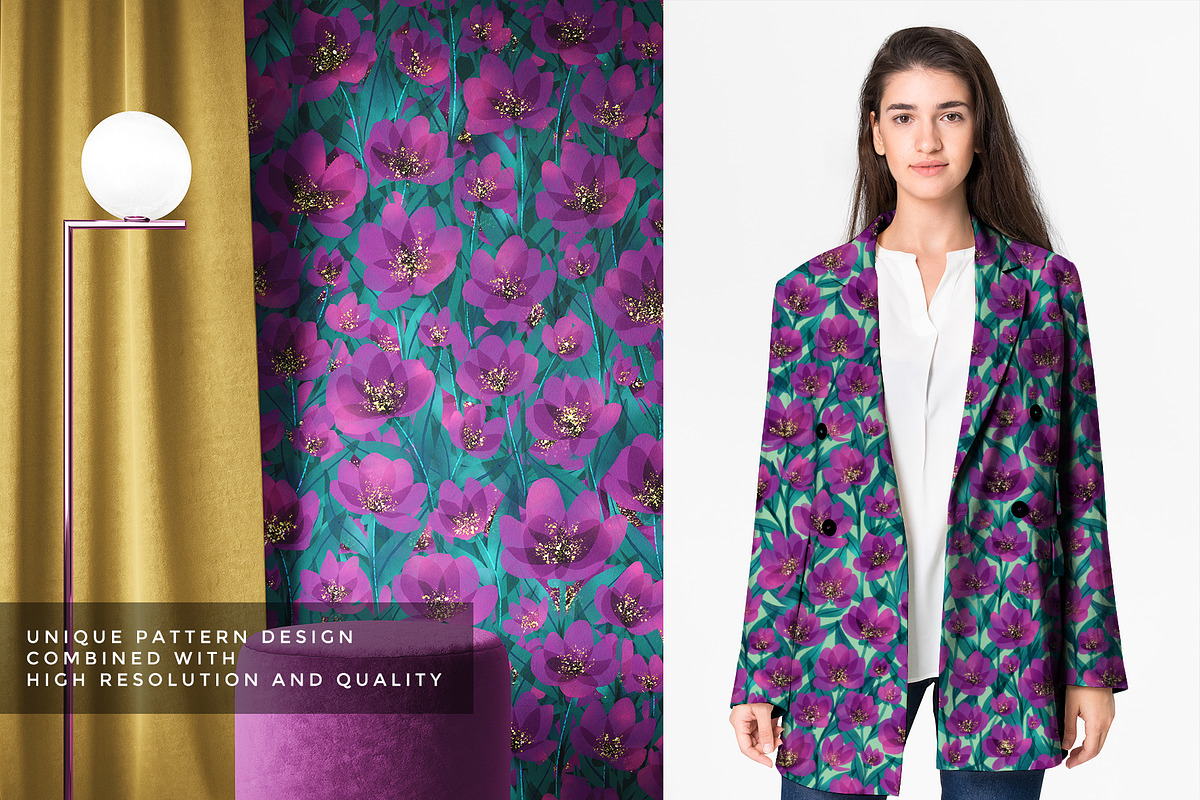 Violet Jade Garden Pattern, a Pattern Graphic by Velliniki (Photo 5 of 12)