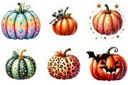 Pumpkin with Pattern Clipart, an Illustration by Watercolor design (Thumbnail 4 of 4)