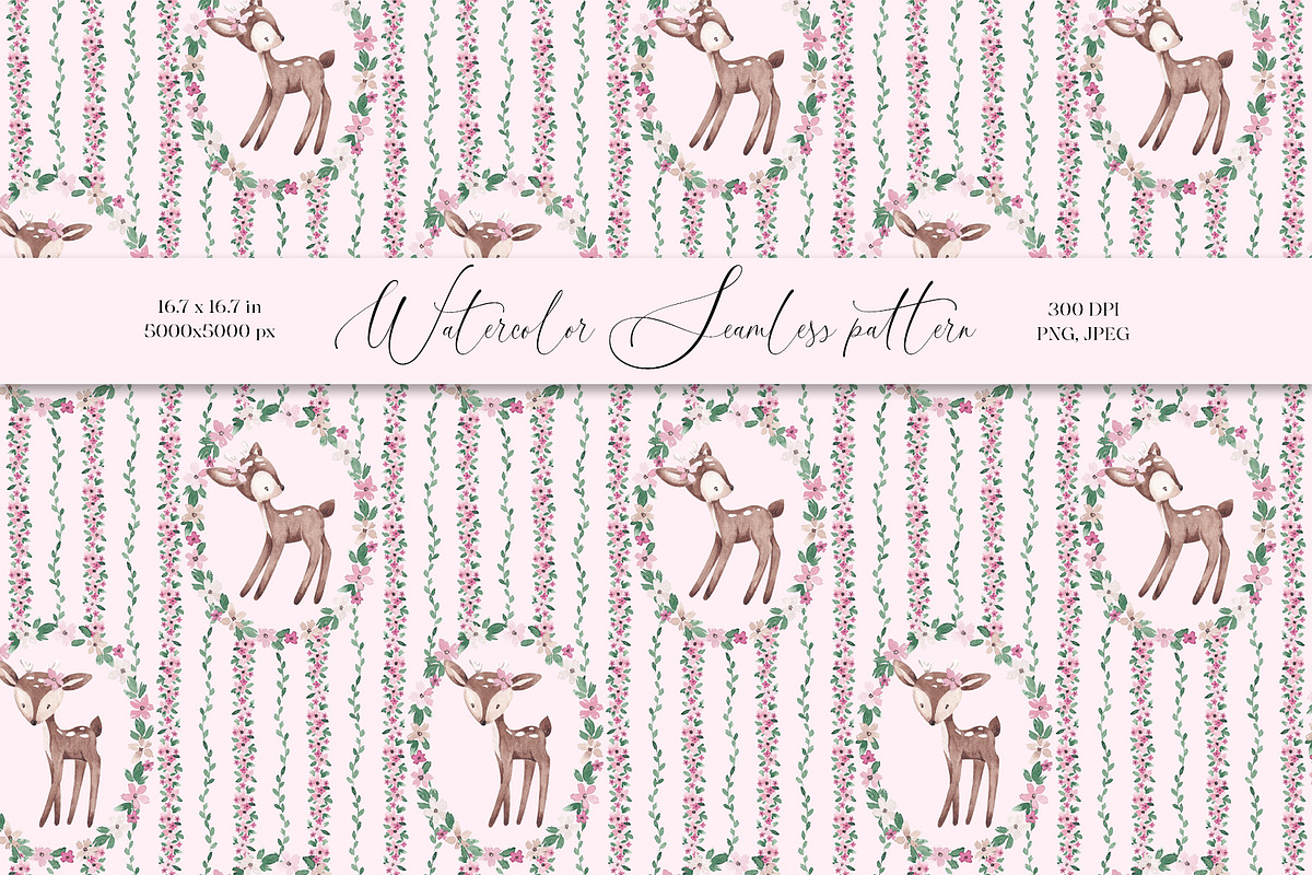 Cute Deers Card and Pattern, a Pattern Graphic by SirenaArt (Photo 1 of 13)