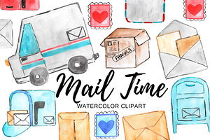 Watercolor mail man clipart
