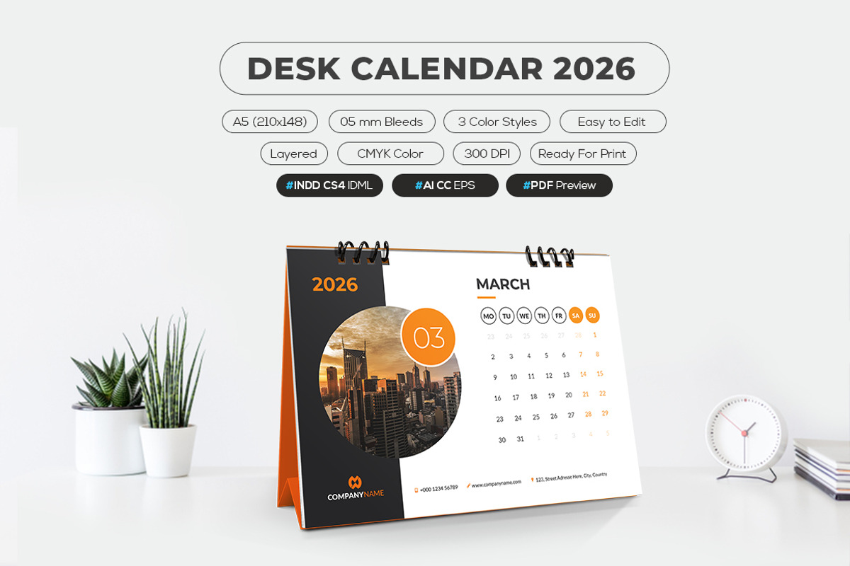 Printable 2026 Calendar A5 Size, a Stationery Template by MstArtwork (Photo 5 of 6)