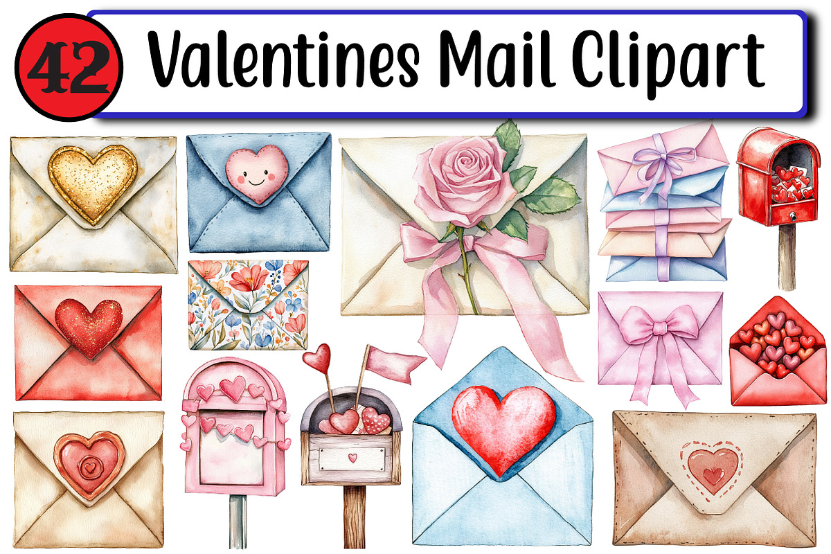 Valentines Mail Clipart, an Illustration by Design Market (Photo 1 of 3)