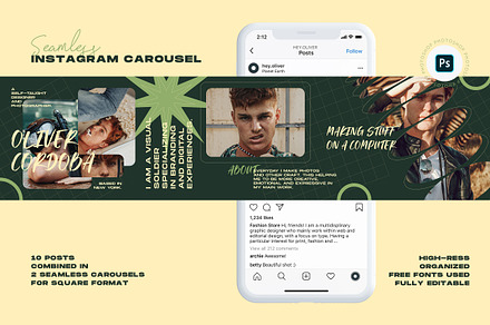 Resume Instagram Carousel, a Social Media Template by Andrew Skoch Design