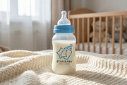 Star Baby Bottle Monoline Logo, a Graphic by Mightyfire (Thumbnail 1 of 3)