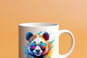 Colorful Panda Wearing Sunglasses.