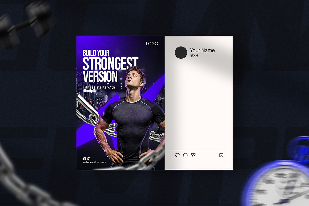 Fitness Gym Promotion Instagram Post, a Social Media Template by RamStudio2 (Photo 2 of 4)
