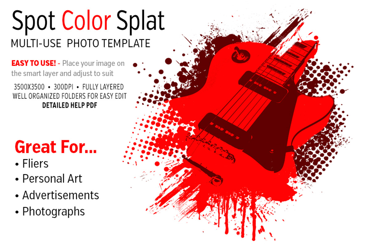 Spot Color Splat Photo Template, a Layer Style Add-On by potterDesigns (Photo 1 of 5)