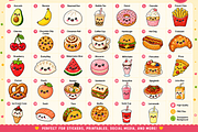 Cute Kawaii Food and Drinks Clipart, a Food Illustration by QM_ART (Thumbnail 2 of 4)