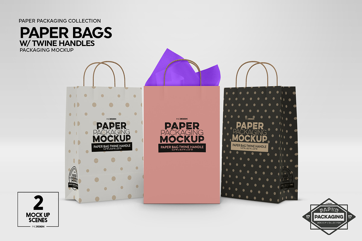 Paper Bags Twine Handles Mockup, a Packaging Mockup by INCDesign (Photo 5 of 10)