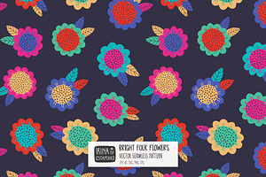 Bright Folk Flowers Pattern