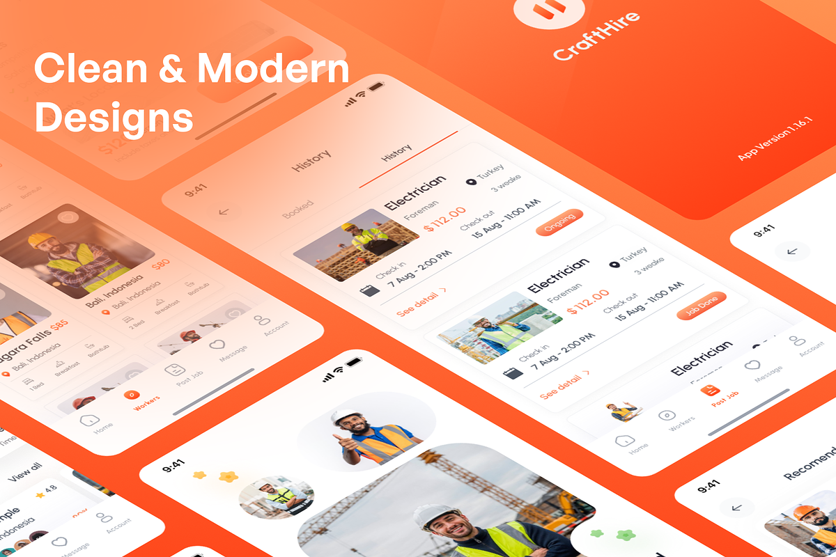 Skilled Worker Hiring Mobile App UI, an App Template by Nik Design (Photo 4 of 6)