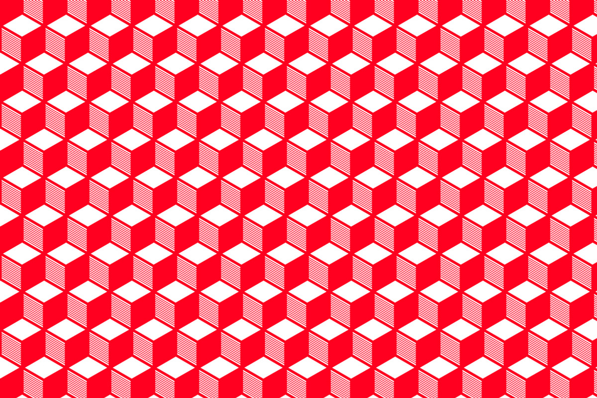 Red & White Isometric Cube Pattern, a Pattern Graphic by Mightyfire
