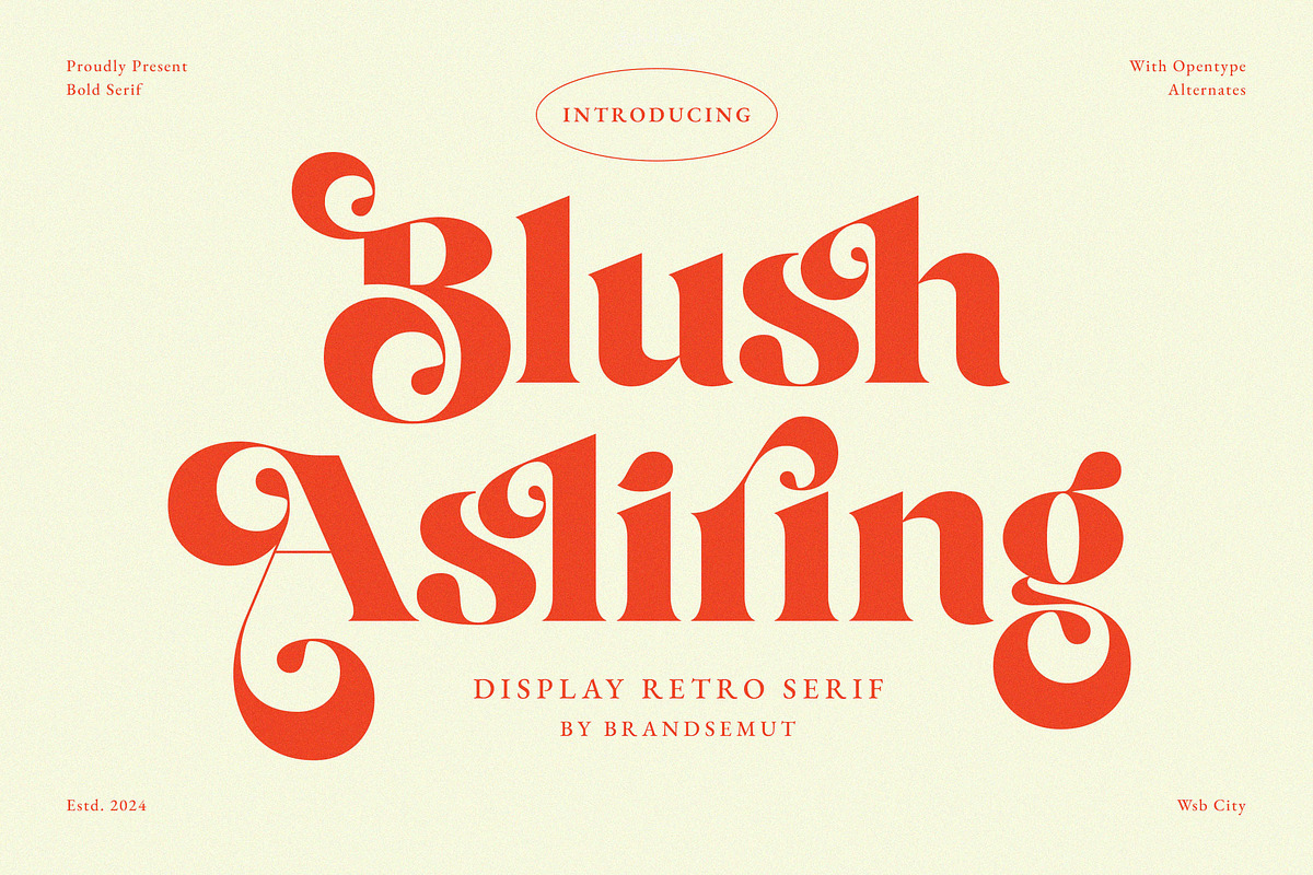Blush Asliring - Display Retro Serif, a Serif Font by BrandSemut (Photo 1 of 20)