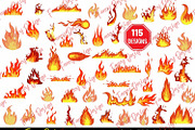 Colorful Fire Flames Bonfire Clipart, a Decorative Illustration by FancyDesignStudio (Thumbnail 2 of 2)
