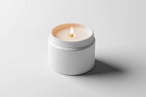 White candle jar mockup on light, a Background Photo by MistyDay