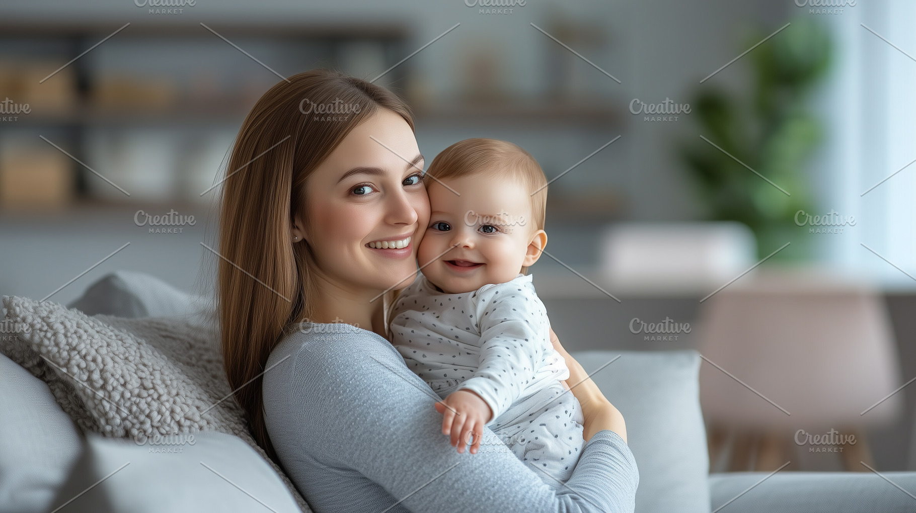 Smiling young mother sitting at home, a Person Photo by MistyDay
