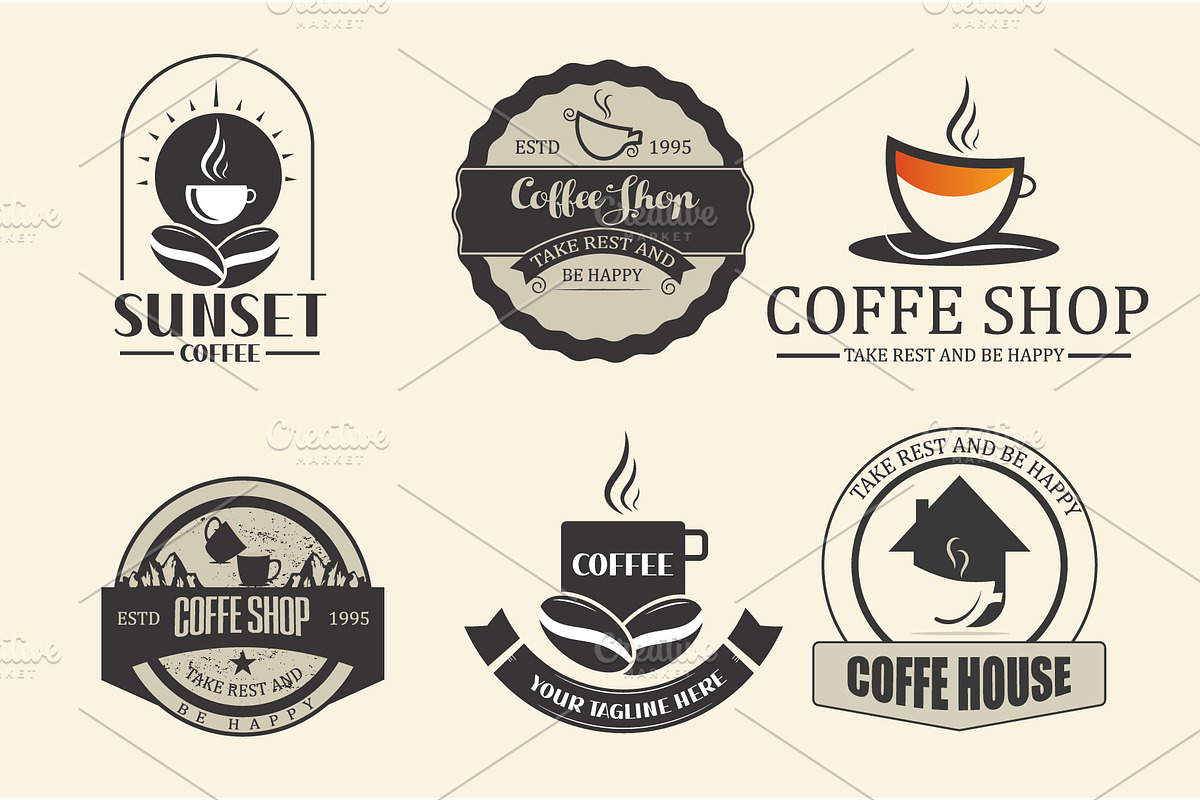 Vintage Coffee logos, a Branding & Logo Template by Ismael Hossain (Photo 1 of 7)