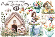Pastel Spring Cottage Clipart, an Illustration by designcity5 (Thumbnail 1 of 5)