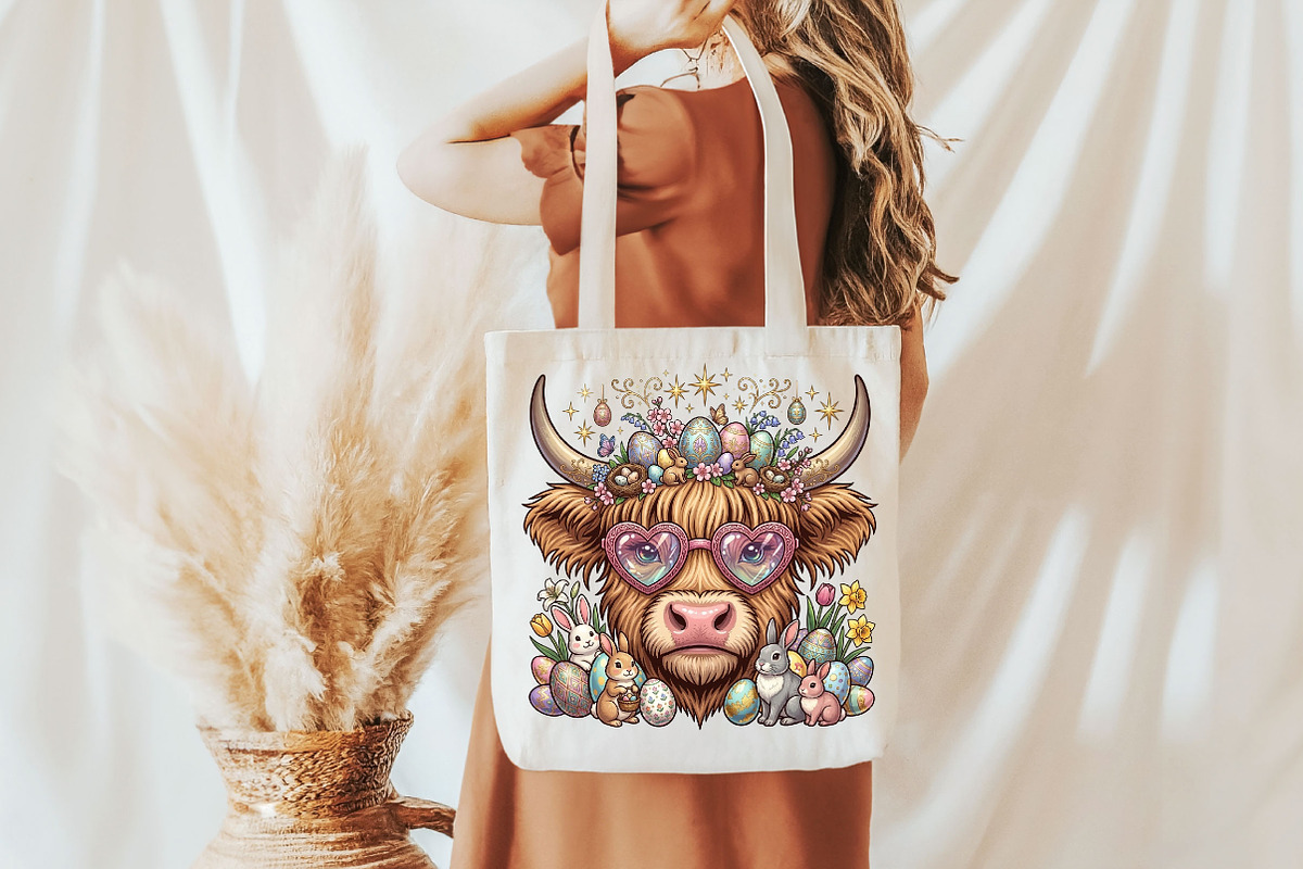 Easter Day Highland Cow Highland, a Seasonal Illustration by Designking (Photo 5 of 6)