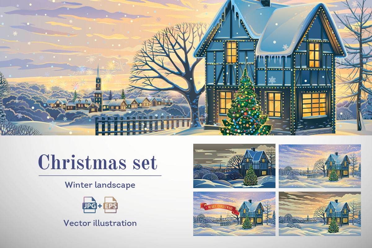Winter Festive Landscape, a Decorative Illustration by Countryside life (Photo 1 of 11)