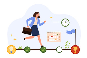 Businesswoman Achieving Career plan, an Object Illustration by Flashvector