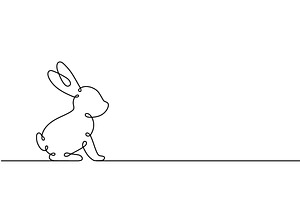 Rabbit One Line Continuous Drawing