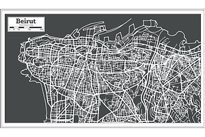 Beirut Lebanon City Map In Retro Sty