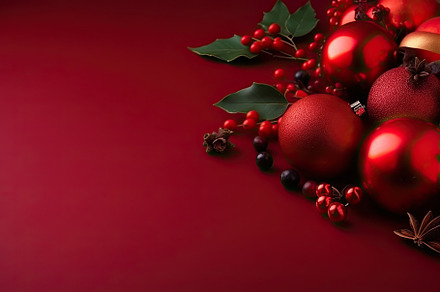 Christmas red background with Christ, a Photo by SaroStock