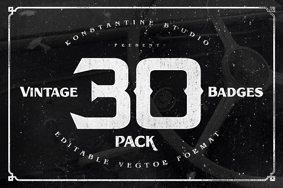 30 Vintage Badges Pack