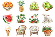 Watercolor Summer Cottage Clipart, a Seasonal Illustration by CitraGraphics (Thumbnail 3 of 6)