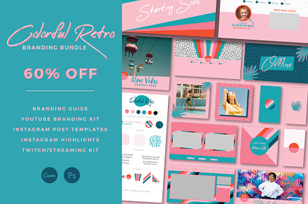 Branding Bundle: Colorful Retro, a Social Media Template by Liseno Designs