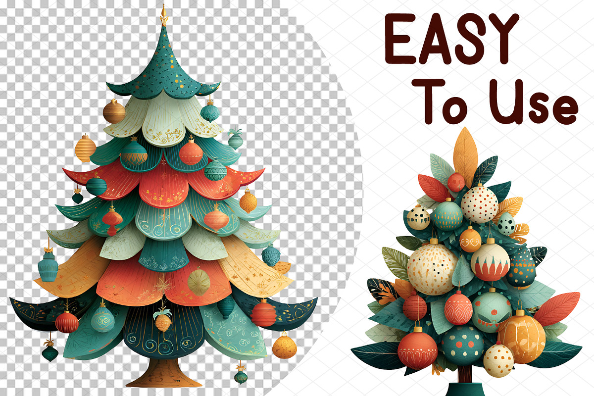Watercolor Christmas Tree Clipart, an Illustration by cherrydesign (Photo 4 of 4)