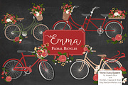 Floral Christmas Bicycles Clipart, an Illustration by Amanda Ilkov (Thumbnail 2 of 5)