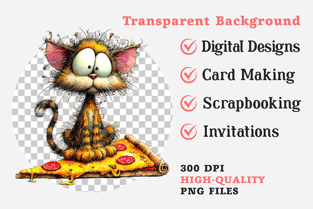 Whimsical Funny Cat Clipart Png, an Illustration by Dream Creation (Photo 6 of 6)