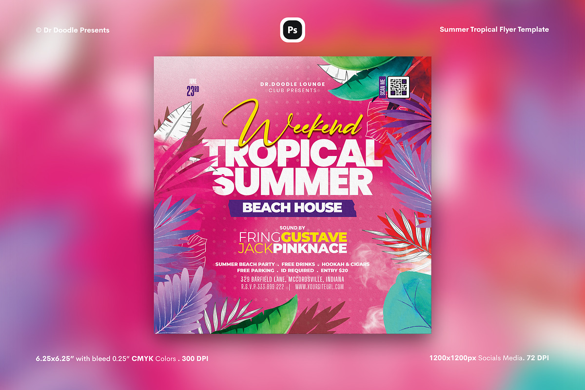 Tropical Flyer & Social Media, a Flyer Template by iDoodle Studio
