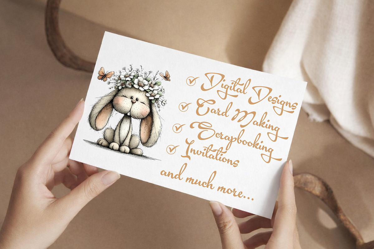 Whimsical Spring Bunny with Flowers, an Illustration by Libby Wishes (Photo 3 of 5)