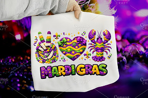Peace Love Crawfish Mardi Gras PNG, an Illustration by Canvas Craft