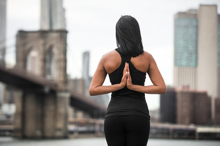 Woman doing yoga pose stock photo containing yoga and woman, a Person Photo by New York Art Store