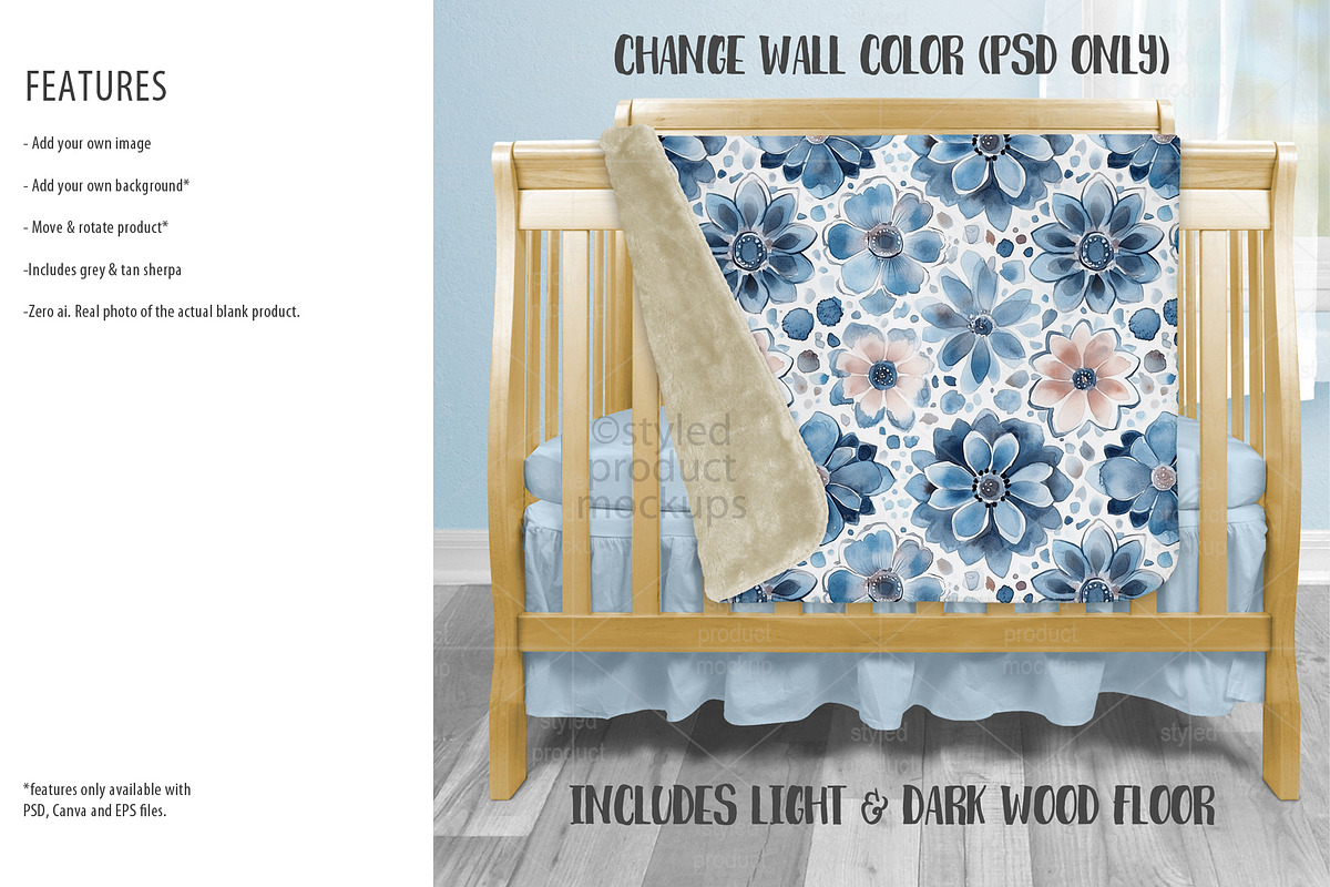 Sherpa Baby Blanket Mockup Bundle, a Household Mockup by StyledProductMockups (Photo 9 of 9)