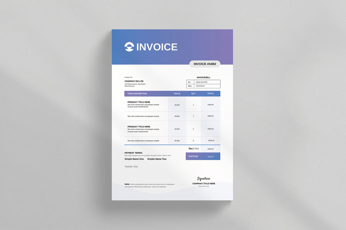 Invoice, a Stationery Template by KreateTribe (Photo 2 of 4)