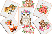 Whimsical Animals & Floral Clipart, an Illustration by Creative Art (Thumbnail 3 of 9)