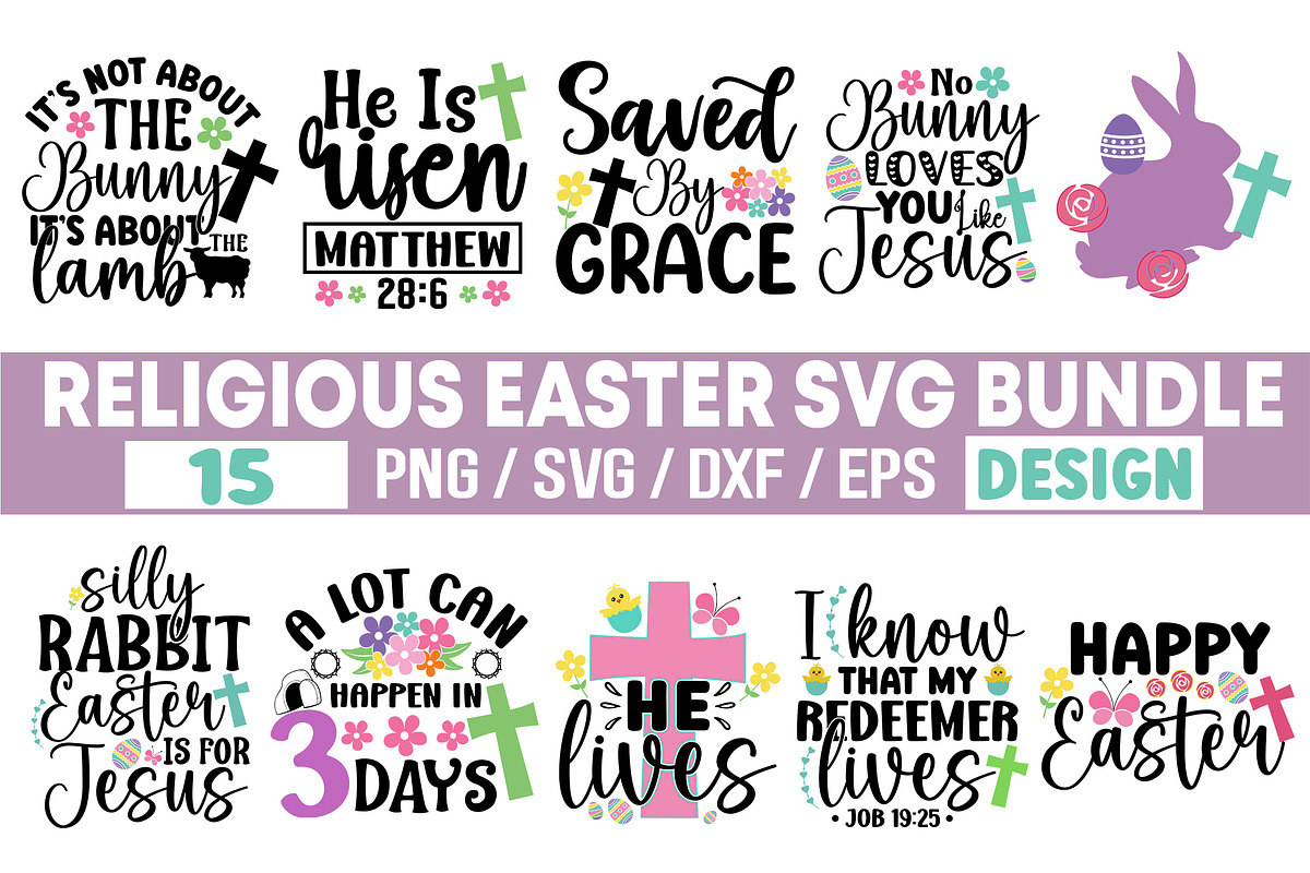 Religious Easter SVG Design Bundle, an Illustration by Crafticy (Photo 1 of 3)