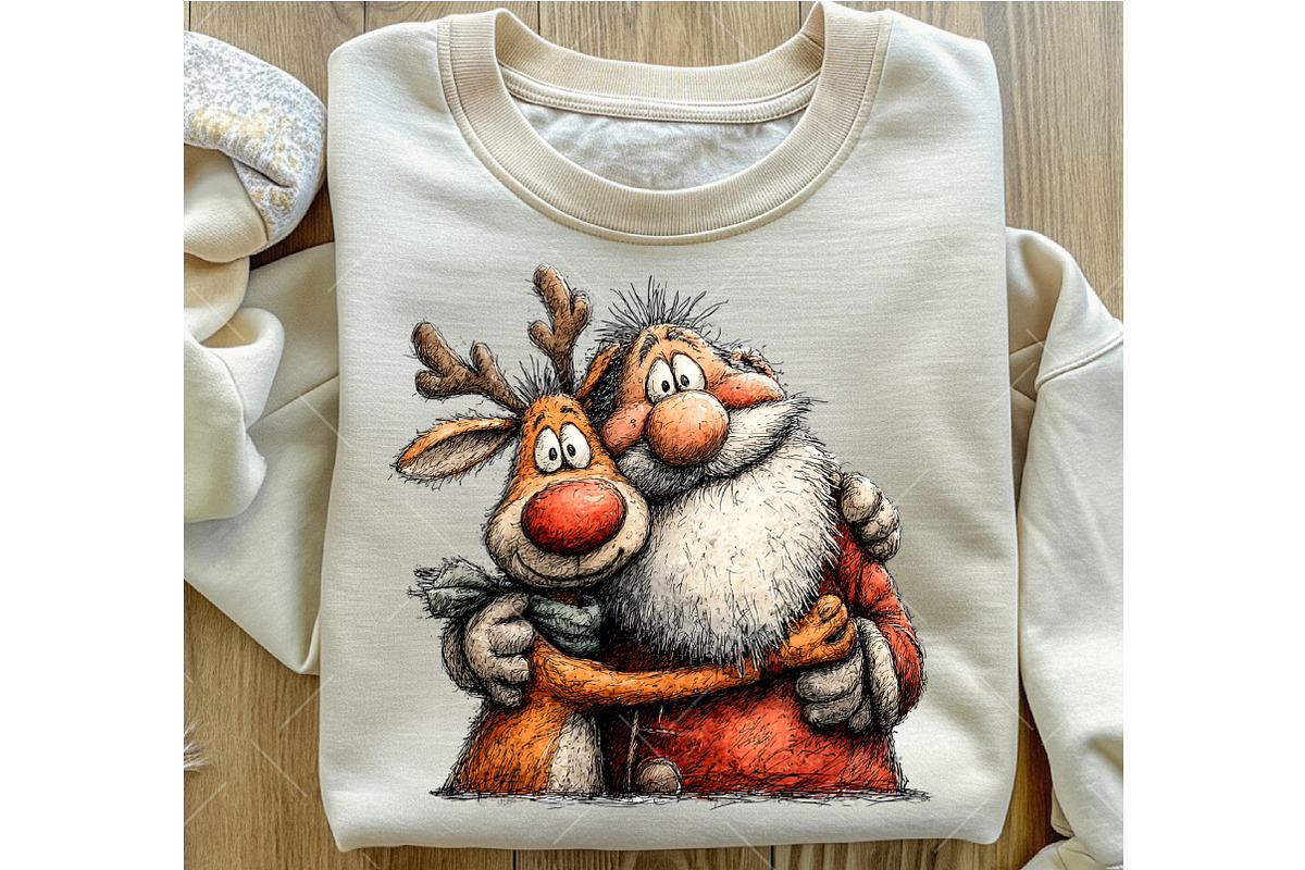 Christmas Santa & Reindeer Clipart, an Illustration by OK Design (Photo 6 of 6)