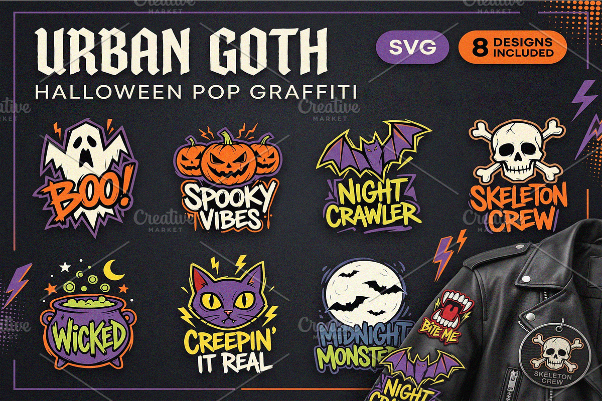 Halloween Urban Goth SVG Patch Set, an Object Graphic by NH graphic (Photo 1 of 3)
