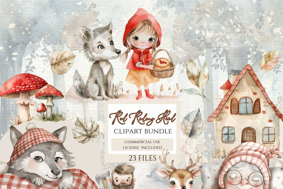 Little red riding hood watercolor, an Education Illustration by Invite to Clipart (Photo 1 of 8)