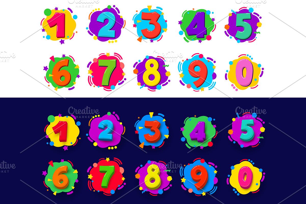 Colored cartoon numbers.