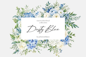 Dusty Blue Floral Clipart